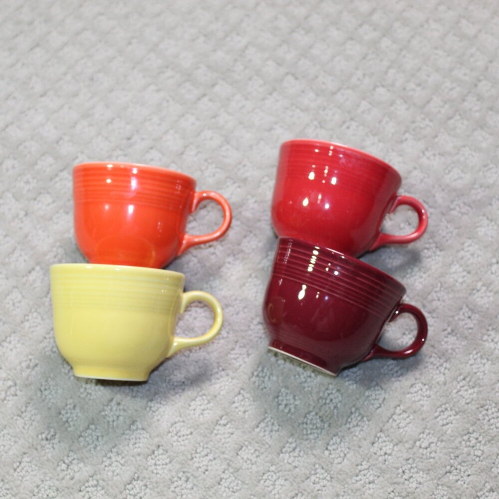 Set of 4 Vintage Homer Laughlin China Co. Fiesta Ceramic Mugs